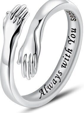 Sterling Silver S925 Hug Rings for Women, Teens & Girls - Perfect Gift for Mom